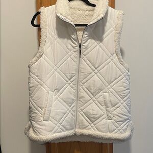 White Quilted Vest with Sherpa Lining